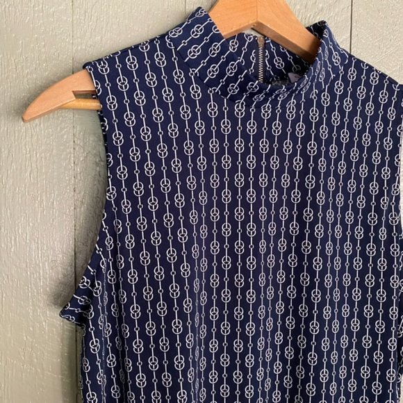 Chain Link Navy Blue Blouse - Picture 1 of 7